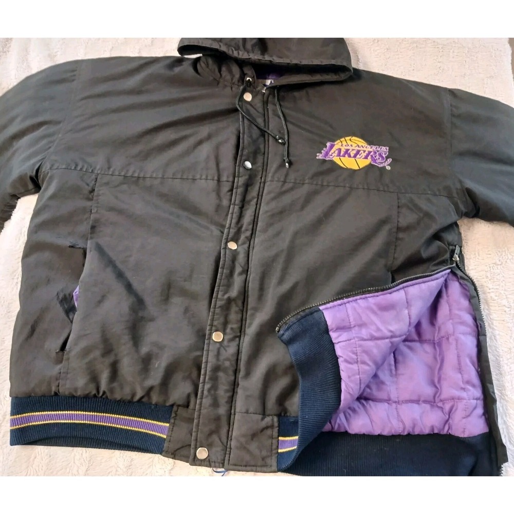Vintage Los Angeles Lakers Jacket Mens Large Black Purple Starter *Read Descrip. - Picture 2 of 16